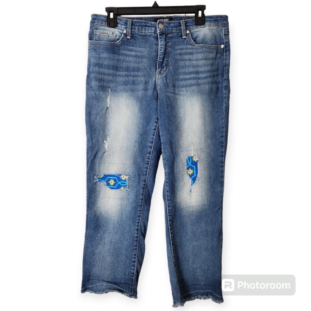 Nine West Christie Frayed Hem Cropped Jeans size 12